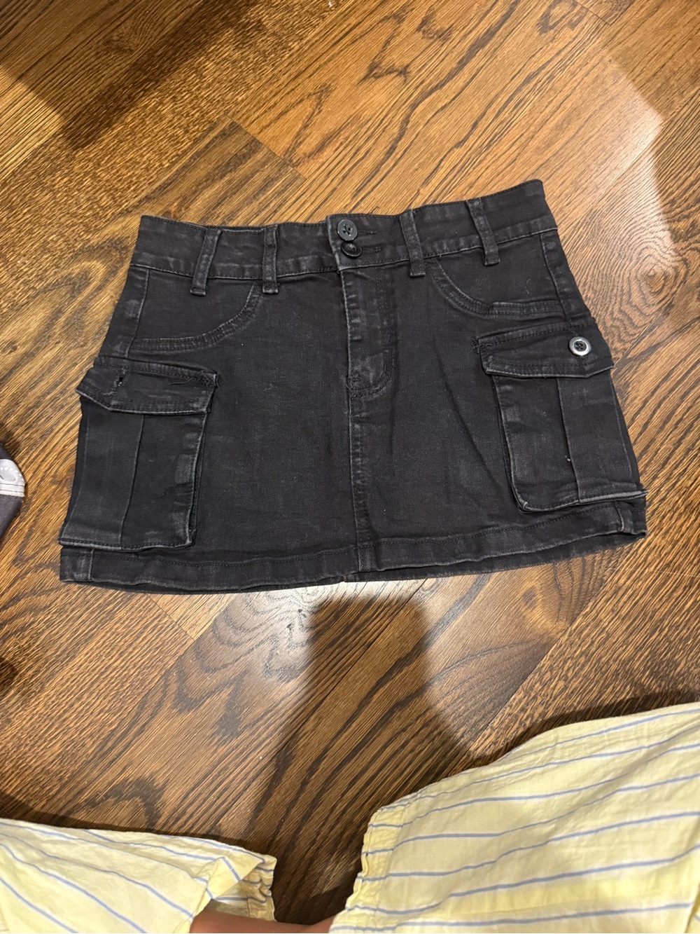 Black Cargo Pocket Mini Skirt - Women